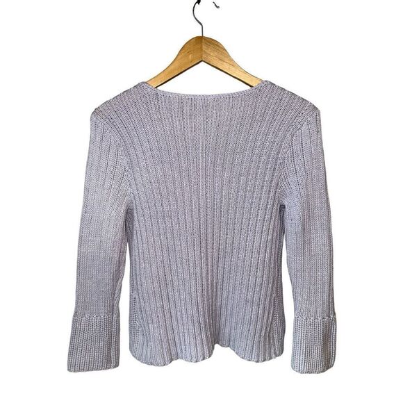 J.Jill 100% Cotton Lilac Knit 2 Button Front Mini Bell Sleeve sweater - Picture 3 of 11